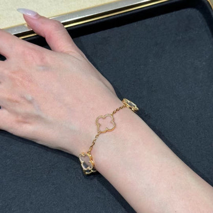 [⭐Maelin]CLOVER 5 MOTIF ROCK CRYSTAL BRACELET