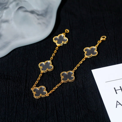 [⭐Maelin]CLOVER 5 MOTIF ROCK CRYSTAL BRACELET