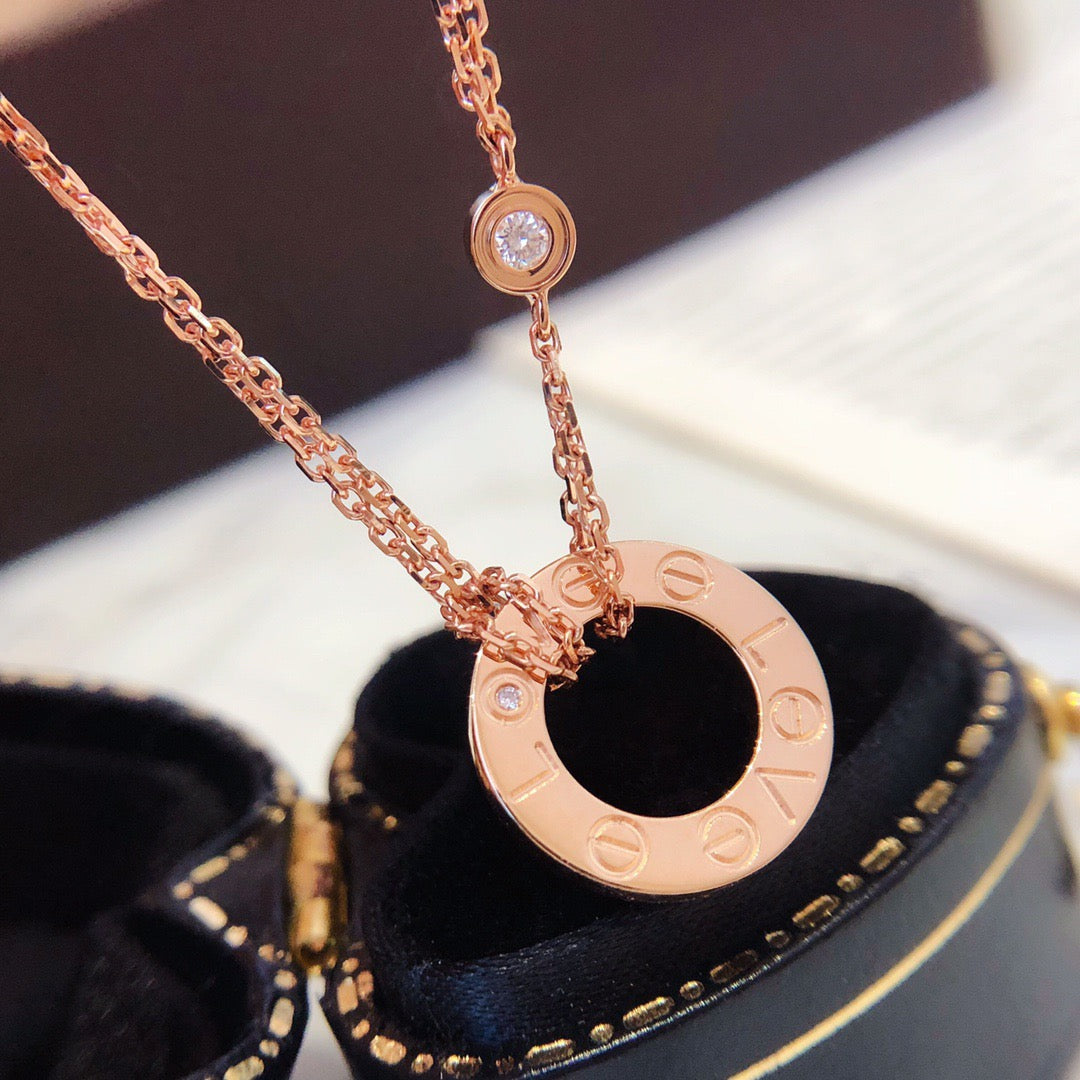 [⭐Maelin]LOVE NECKLACE 16MM 2 DIAMONDS