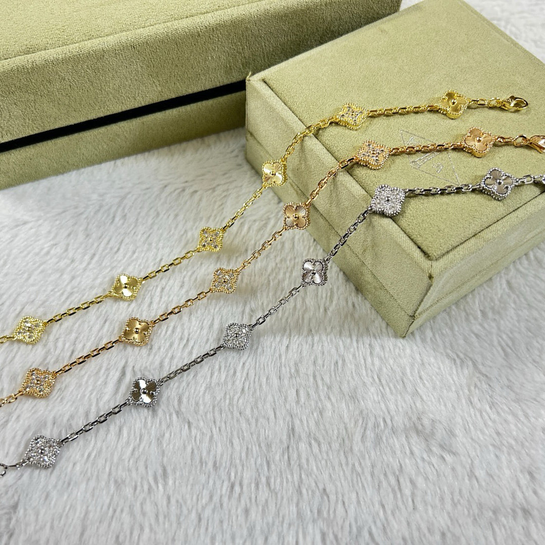 [⭐Maelin]CLOVER 6 MOTIF DIAMOND LASER BRACELET
