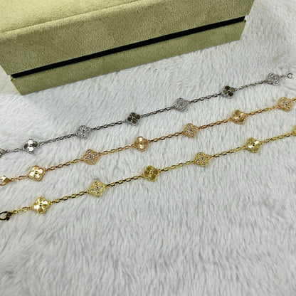 [⭐Maelin]CLOVER 6 MOTIF DIAMOND LASER BRACELET