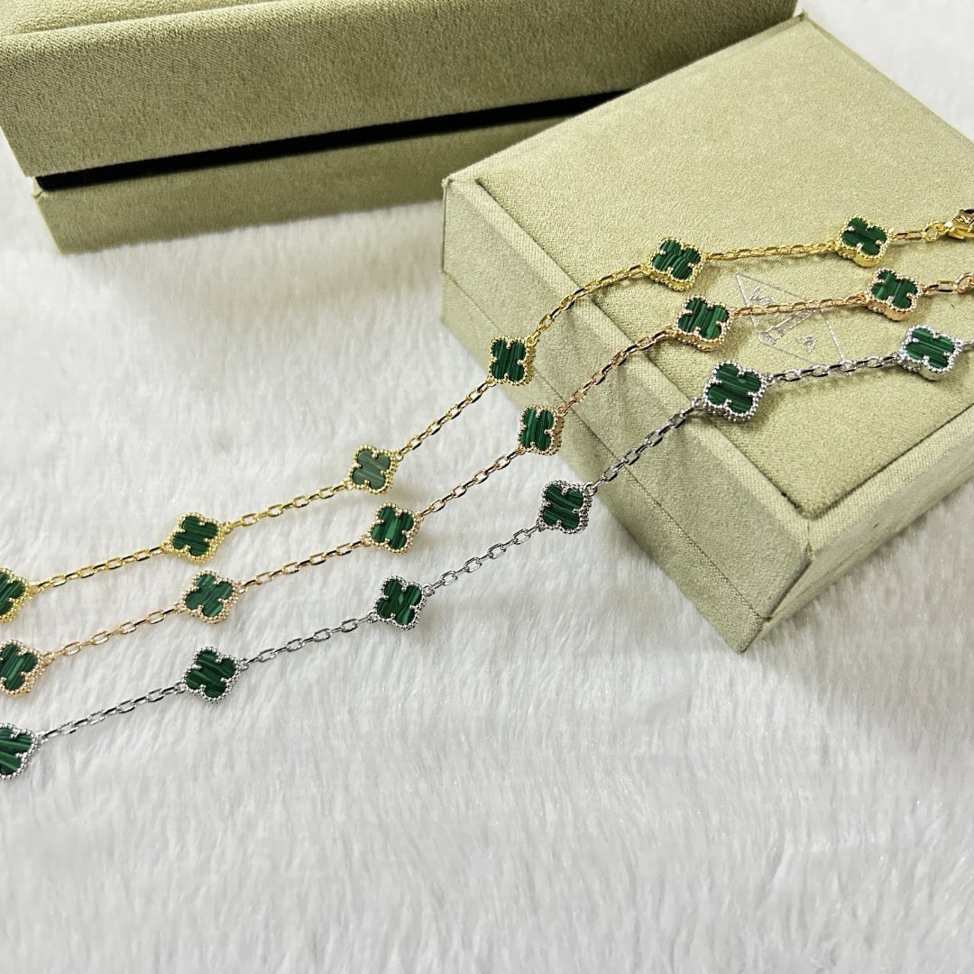 [⭐Maelin]CLOVER 6 MOTIF MALACHITE BRACELET
