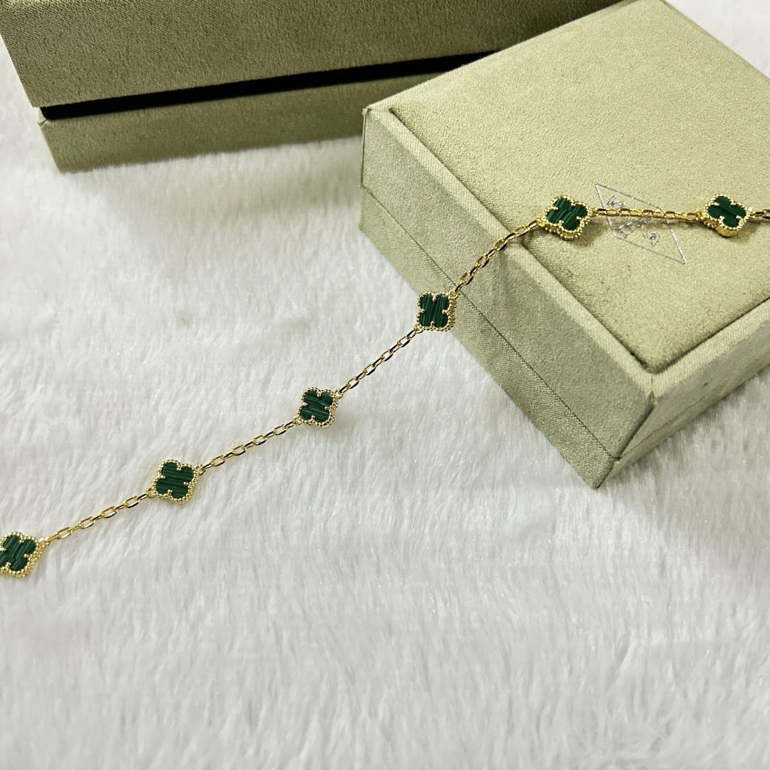 [⭐Maelin]CLOVER 6 MOTIF MALACHITE BRACELET