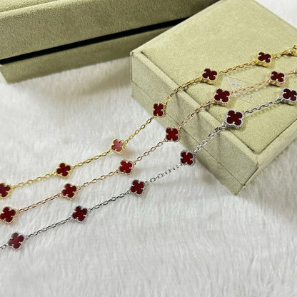 [⭐Maelin]CLOVER 6 MOTIF RED AGATE BRACELET