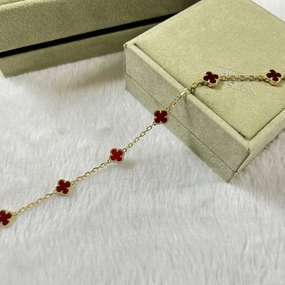 [⭐Maelin]CLOVER 6 MOTIF RED AGATE BRACELET