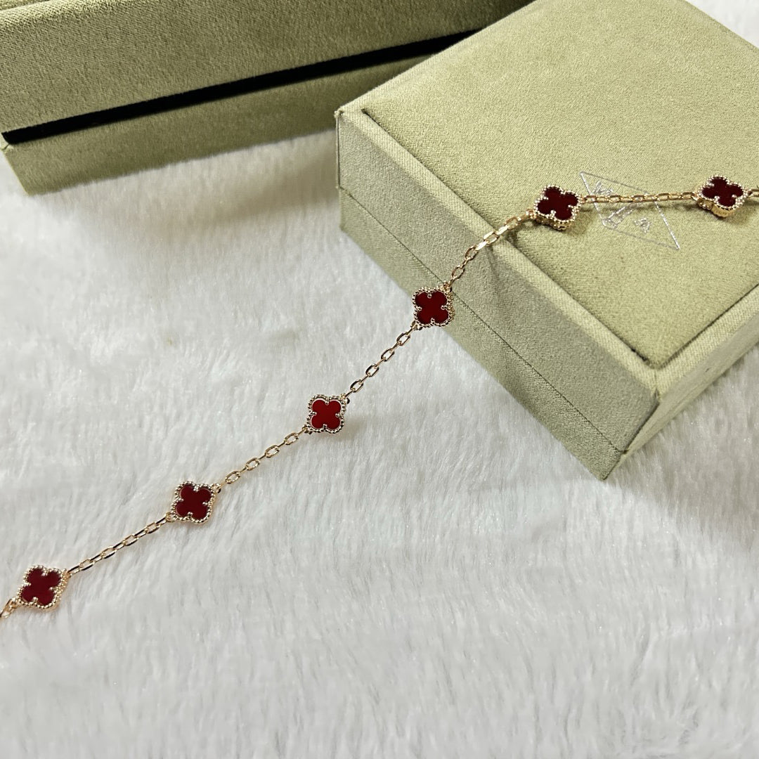 [⭐Maelin]CLOVER 6 MOTIF RED AGATE BRACELET