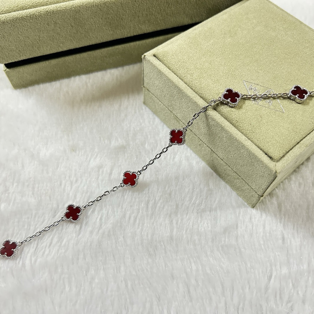 [⭐Maelin]CLOVER 6 MOTIF RED AGATE BRACELET