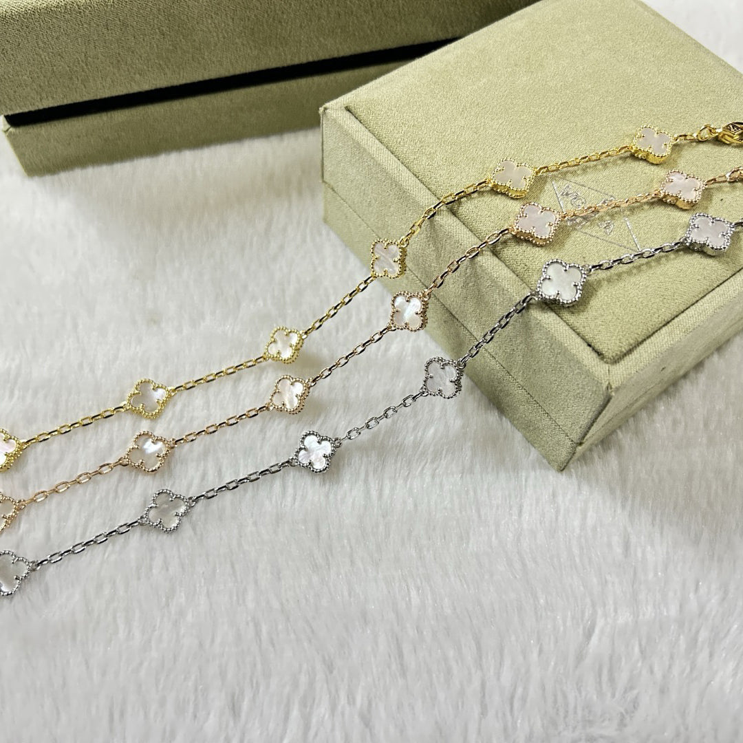 [⭐Maelin]CLOVER 6 MOTIF WHITE MOP BRACELET