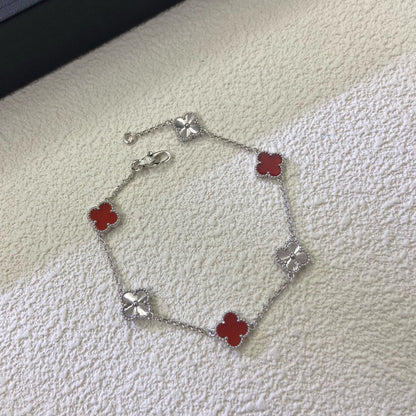 [⭐Maelin]CLOVER 6 MOTIF RED AGATE LASER BRACELET