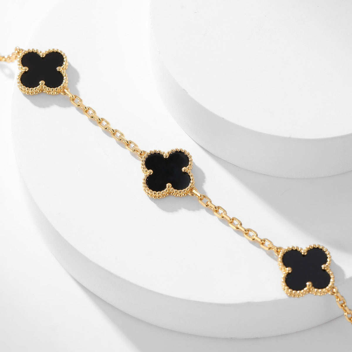 [⭐Maelin]CLOVER 10 MOTIFS ONYX NECKLACE