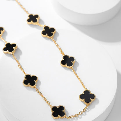 [⭐Maelin]CLOVER 10 MOTIFS ONYX NECKLACE
