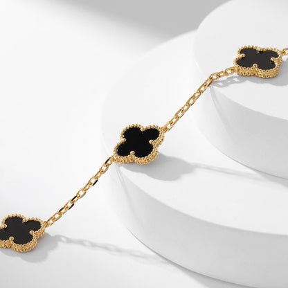 [⭐Maelin]CLOVER 10 MOTIFS ONYX NECKLACE