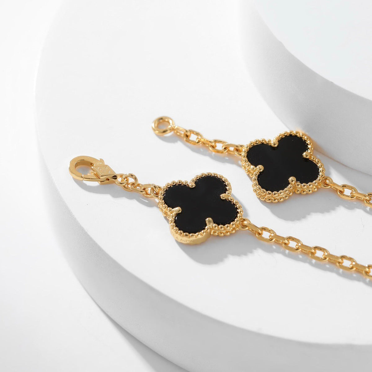 [⭐Maelin]CLOVER 10 MOTIFS ONYX NECKLACE