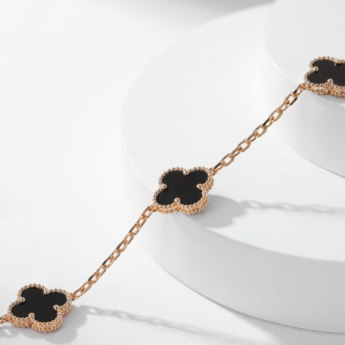 [⭐Maelin]CLOVER 10 MOTIFS ONYX NECKLACE