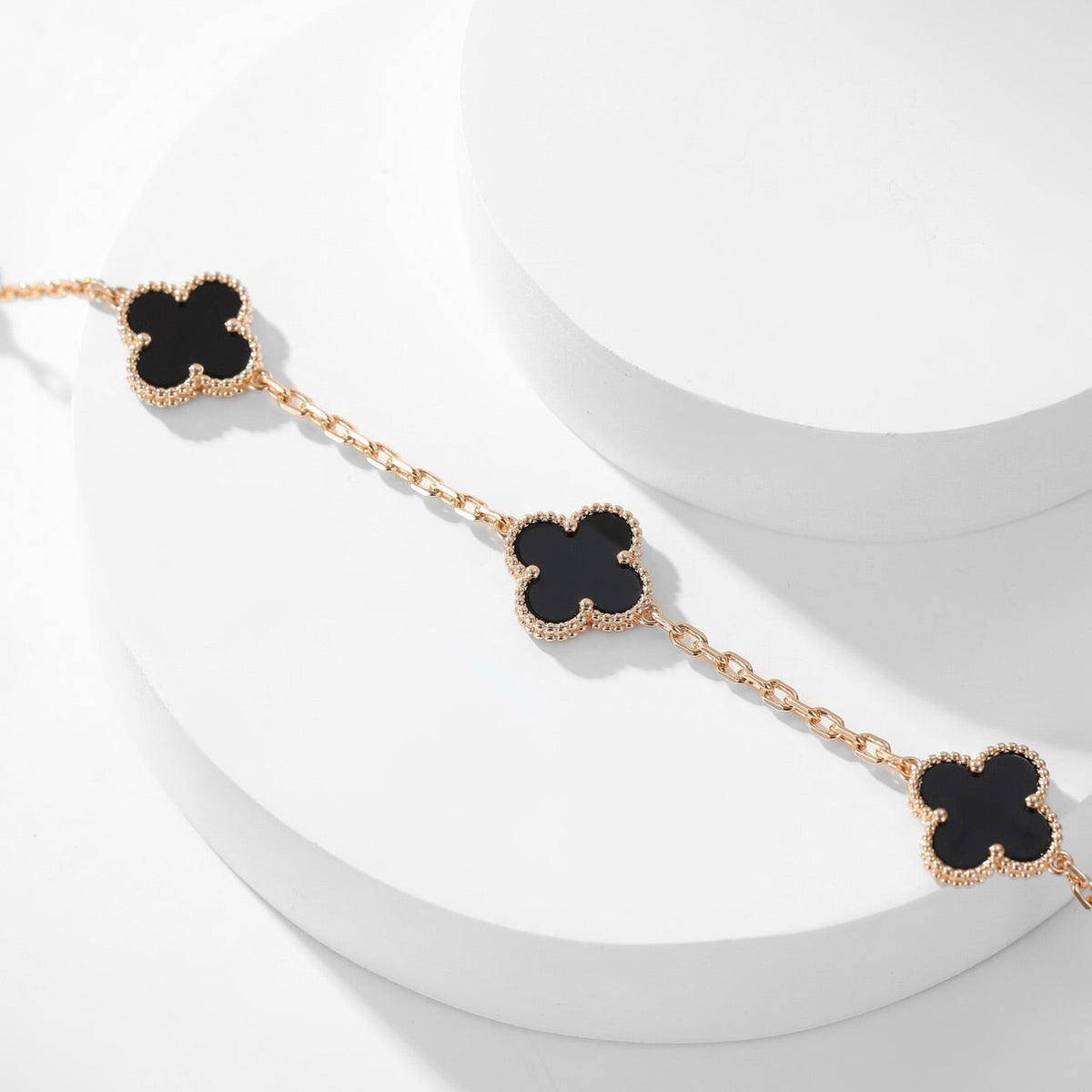 [⭐Maelin]CLOVER 10 MOTIFS ONYX NECKLACE