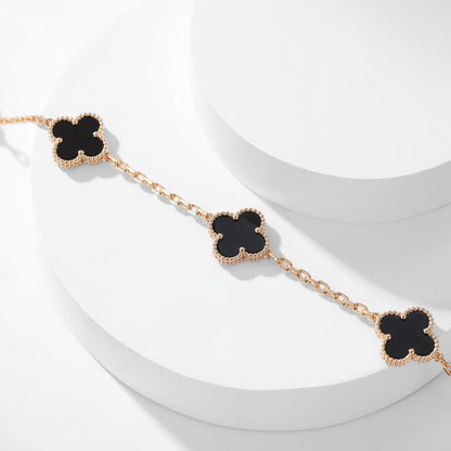 [⭐Maelin]CLOVER 10 MOTIFS ONYX NECKLACE