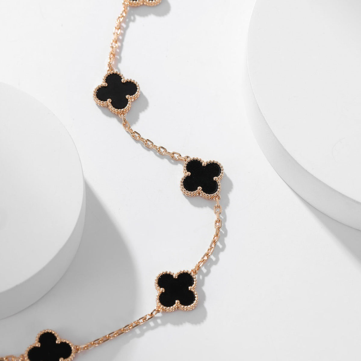 [⭐Maelin]CLOVER 10 MOTIFS ONYX NECKLACE
