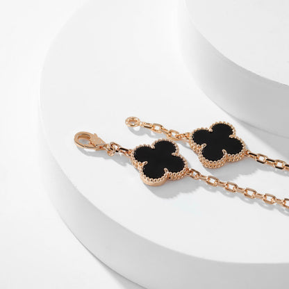 [⭐Maelin]CLOVER 10 MOTIFS ONYX NECKLACE