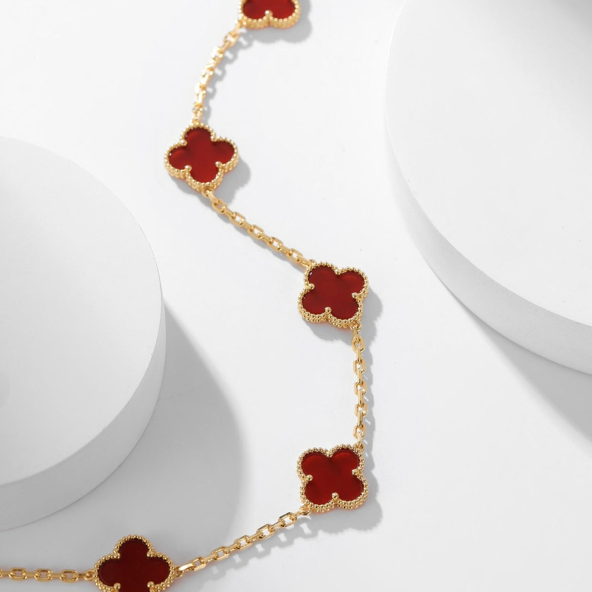 [⭐Maelin]CLOVER 10 MOTIFS CARNELIAN NECKLACE
