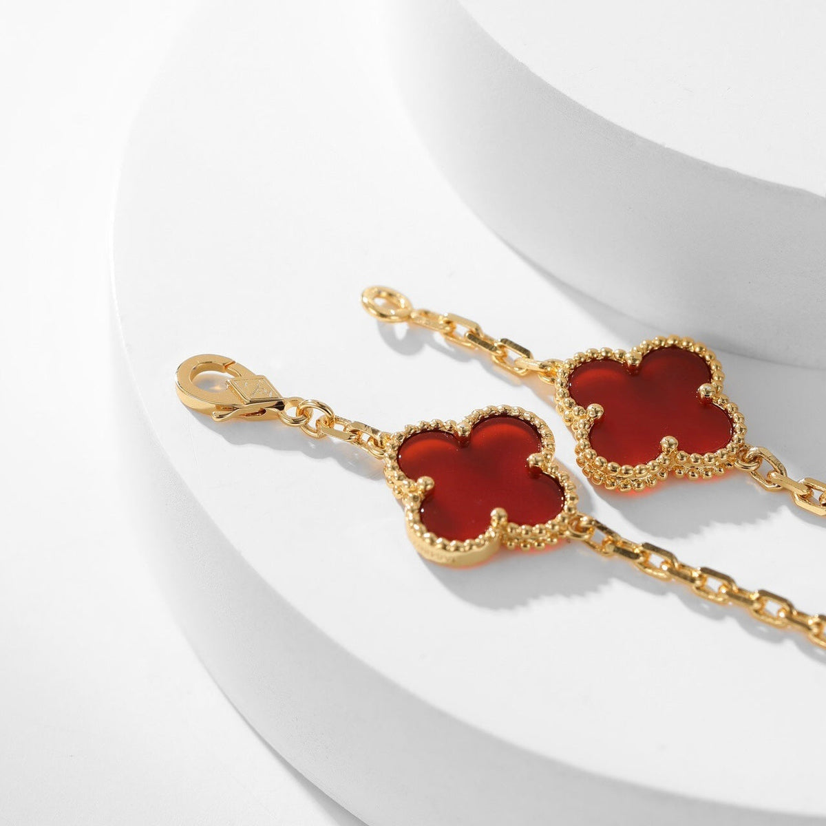 [⭐Maelin]CLOVER 10 MOTIFS CARNELIAN NECKLACE