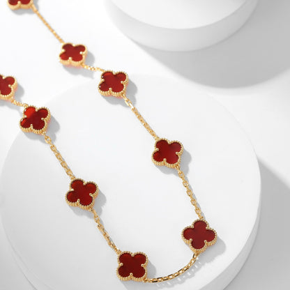 [⭐Maelin]CLOVER 10 MOTIFS CARNELIAN NECKLACE