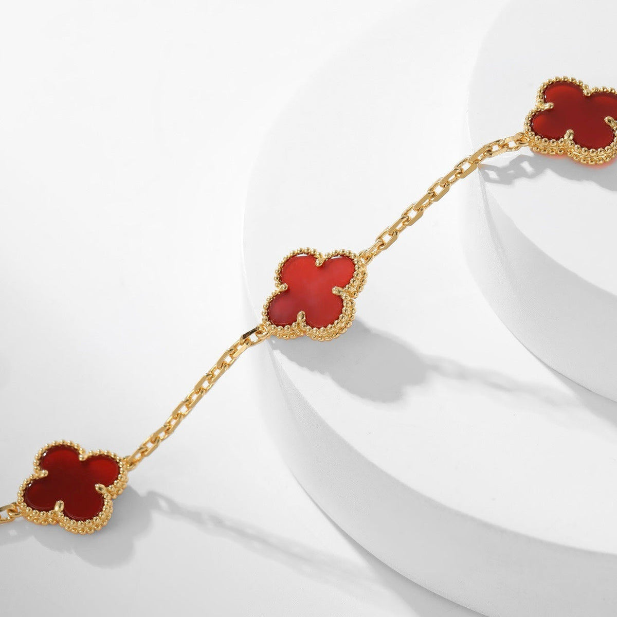 [⭐Maelin]CLOVER 10 MOTIFS CARNELIAN NECKLACE