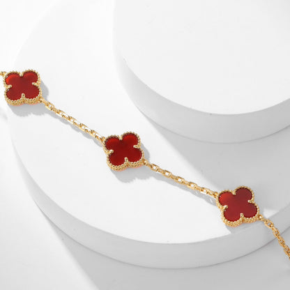 [⭐Maelin]CLOVER 10 MOTIFS CARNELIAN NECKLACE