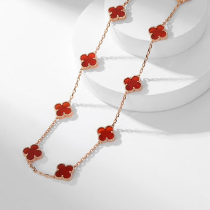 [⭐Maelin]CLOVER 10 MOTIFS CARNELIAN NECKLACE