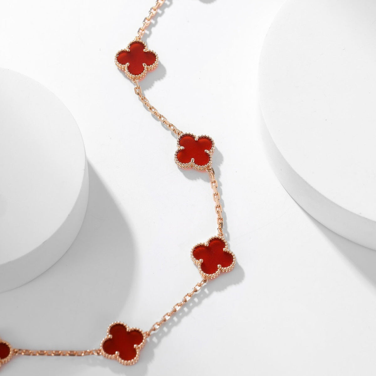 [⭐Maelin]CLOVER 10 MOTIFS CARNELIAN NECKLACE