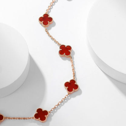 [⭐Maelin]CLOVER 10 MOTIFS CARNELIAN NECKLACE