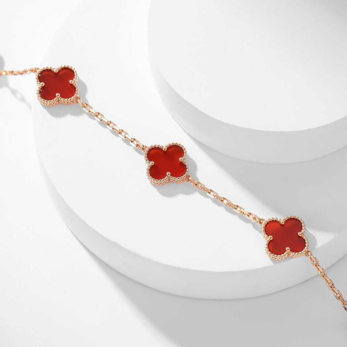 [⭐Maelin]CLOVER 10 MOTIFS CARNELIAN NECKLACE