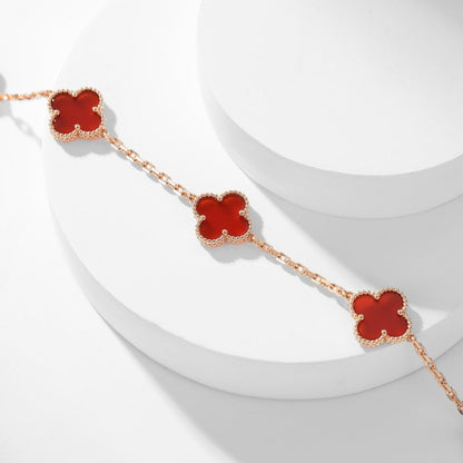 [⭐Maelin]CLOVER 10 MOTIFS CARNELIAN NECKLACE