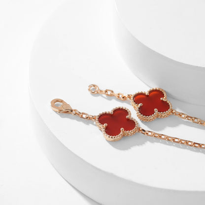 [⭐Maelin]CLOVER 10 MOTIFS CARNELIAN NECKLACE