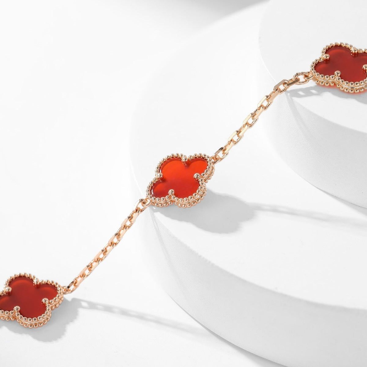 [⭐Maelin]CLOVER 10 MOTIFS CARNELIAN NECKLACE