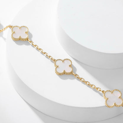 [⭐Maelin]CLOVER 10 MOTIFS WHITE MOTHER OF PEARL NECKLACE