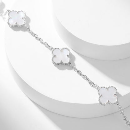 [⭐Maelin]CLOVER 10 MOTIFS WHITE MOTHER OF PEARL NECKLACE