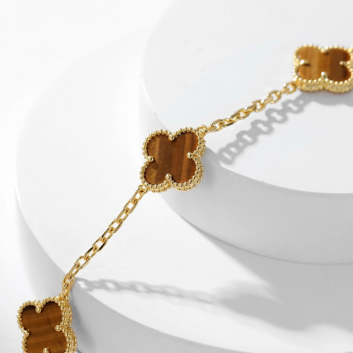 [⭐Maelin]CLOVER 10 MOTIFS TIGER EYE NECKLACE