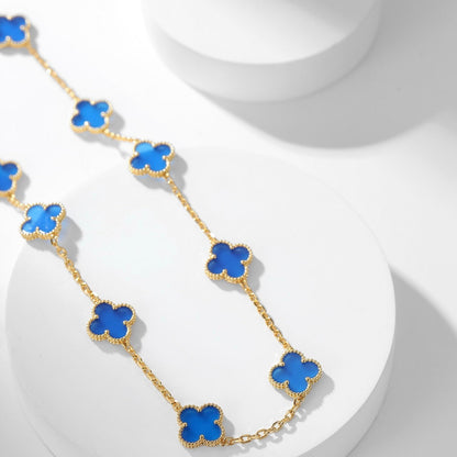 [⭐Maelin]CLOVER 10 MOTIFS BLUE AGATE NECKLACE