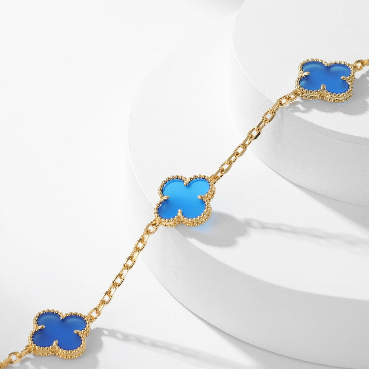 [⭐Maelin]CLOVER 10 MOTIFS BLUE AGATE NECKLACE