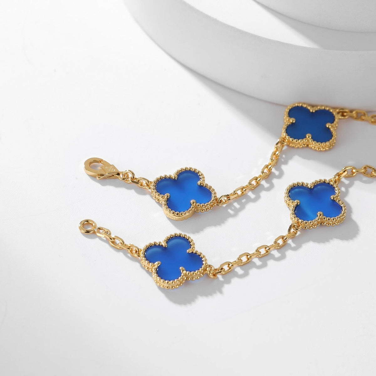 [⭐Maelin]CLOVER 10 MOTIFS BLUE AGATE NECKLACE
