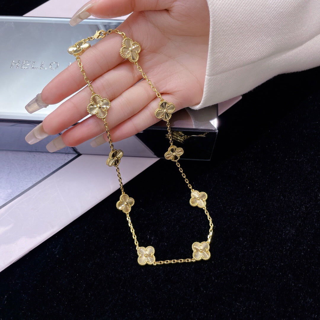 [⭐Maelin]CLOVER 10 MOTIFS LASER NECKLACE