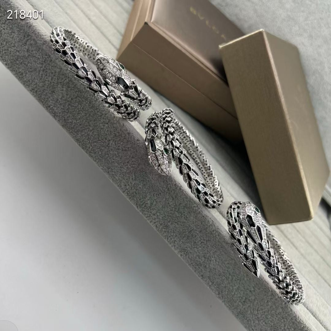 [⭐Maelin]NEW OBSIDIAN & DIAMOND SERPENT BRACELET