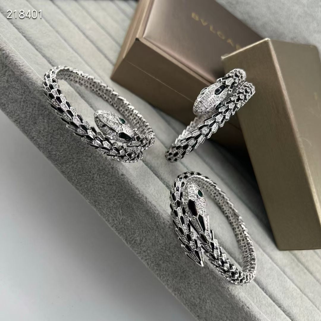 [⭐Maelin]NEW OBSIDIAN & DIAMOND SERPENT BRACELET