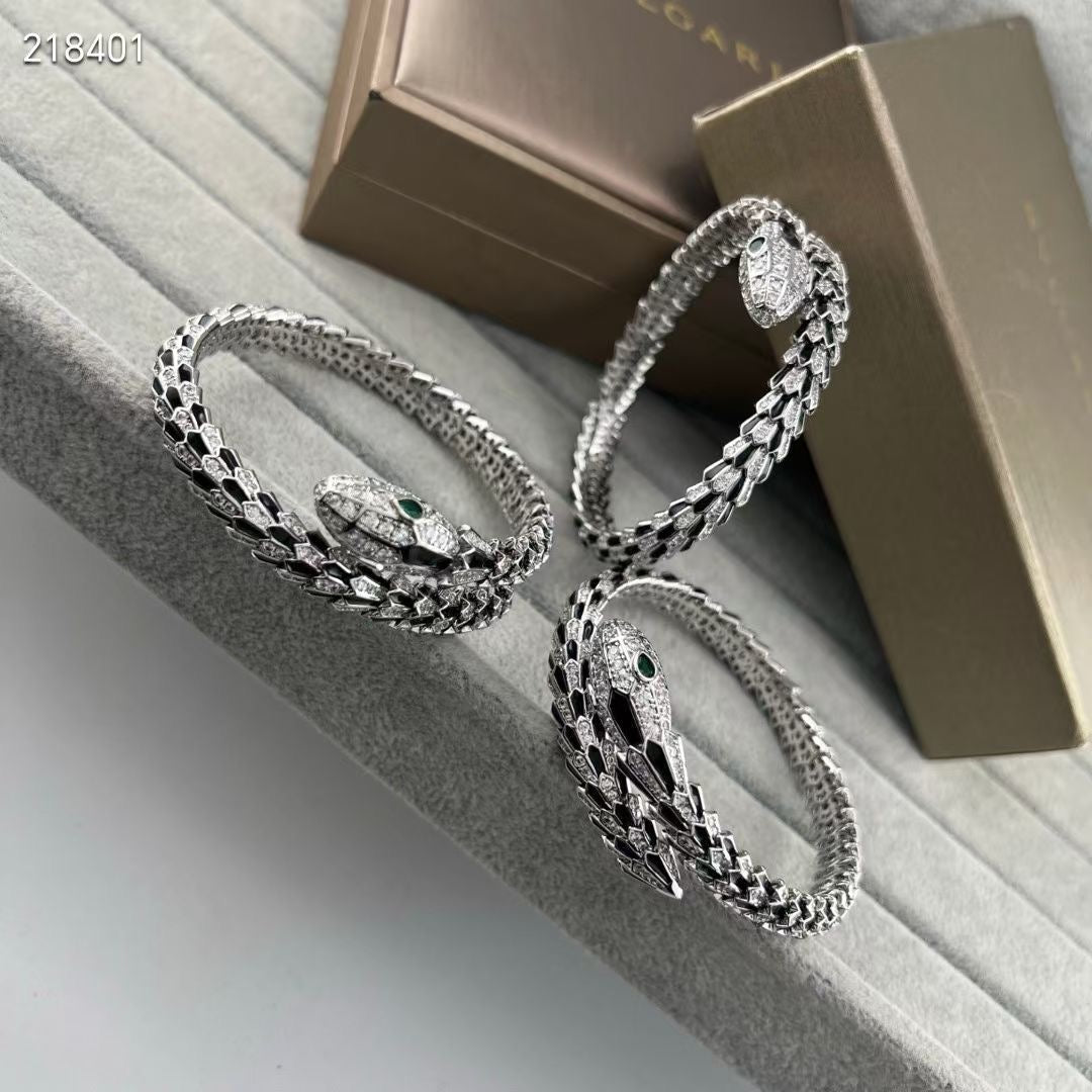 [⭐Maelin]NEW OBSIDIAN & DIAMOND SERPENT BRACELET
