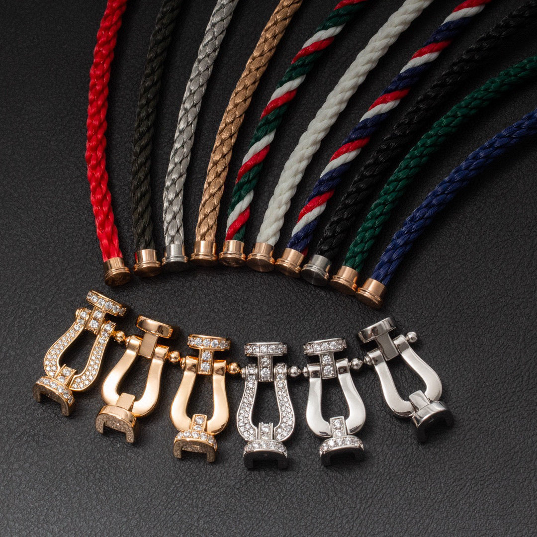 [⭐Maelin]FORCE LARGE HORSESHOE HALF DIAMOND BRACELET ROSE GOLD