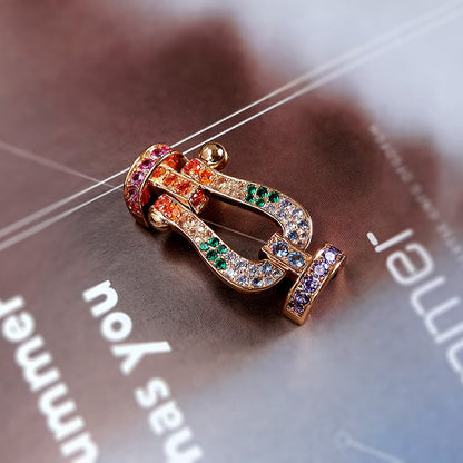 [⭐Maelin]FORC LARGE HORSESHOE  COLORED DIAMOND BRACELET SILVER