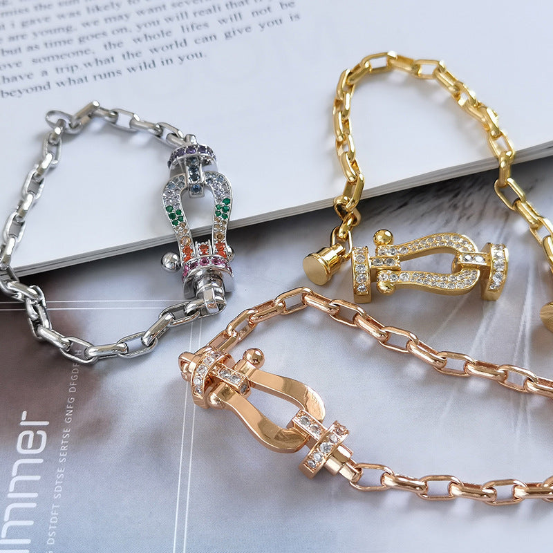 [⭐Maelin]FORCE LARGE HORSESHOE CLASP  METAL BRACELET
