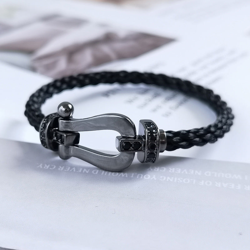 [⭐Maelin]FORCE LARGE SERIES HORSESHOE BLACK SAMURAI BRACELET