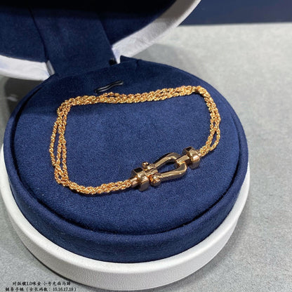[⭐Maelin]FORCE SMALL HORSESHOE  DIAMOND CHAIN ROPE BRACELET