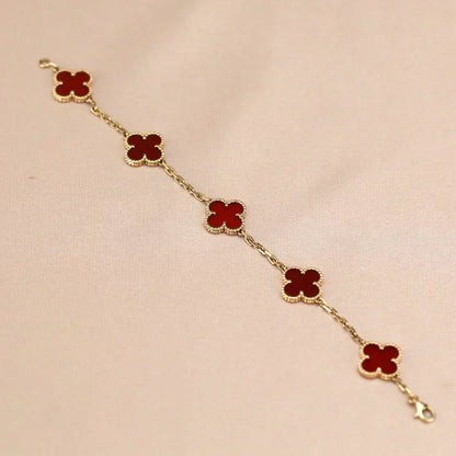 [⭐Maelin] CLOVER 5 MOTIF RED CORNELIAN BRACELET COLLECTION